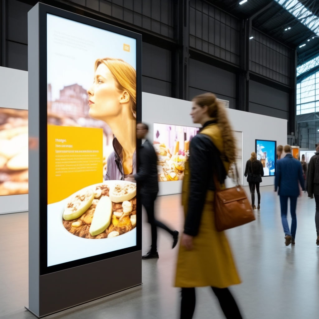 Woman Walking By Digital Signage