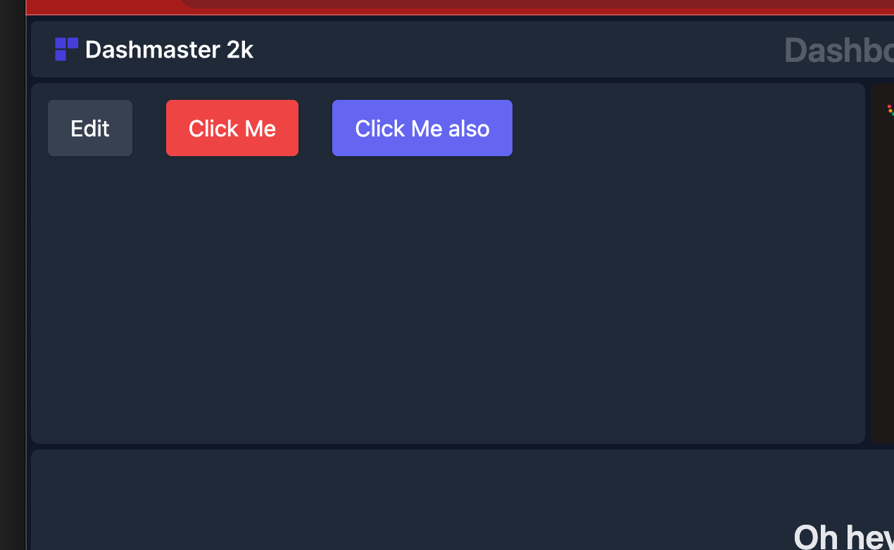 Buttons module on a dashboard