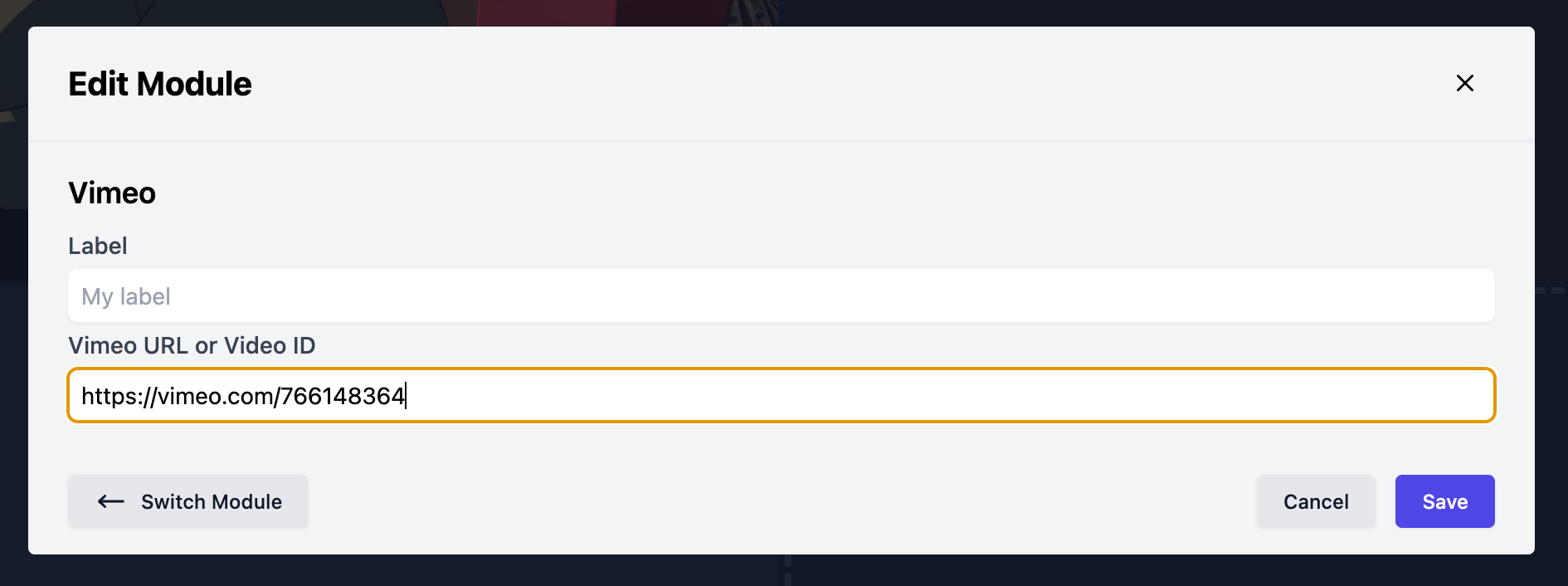 Adding an on-demand Vimeo video