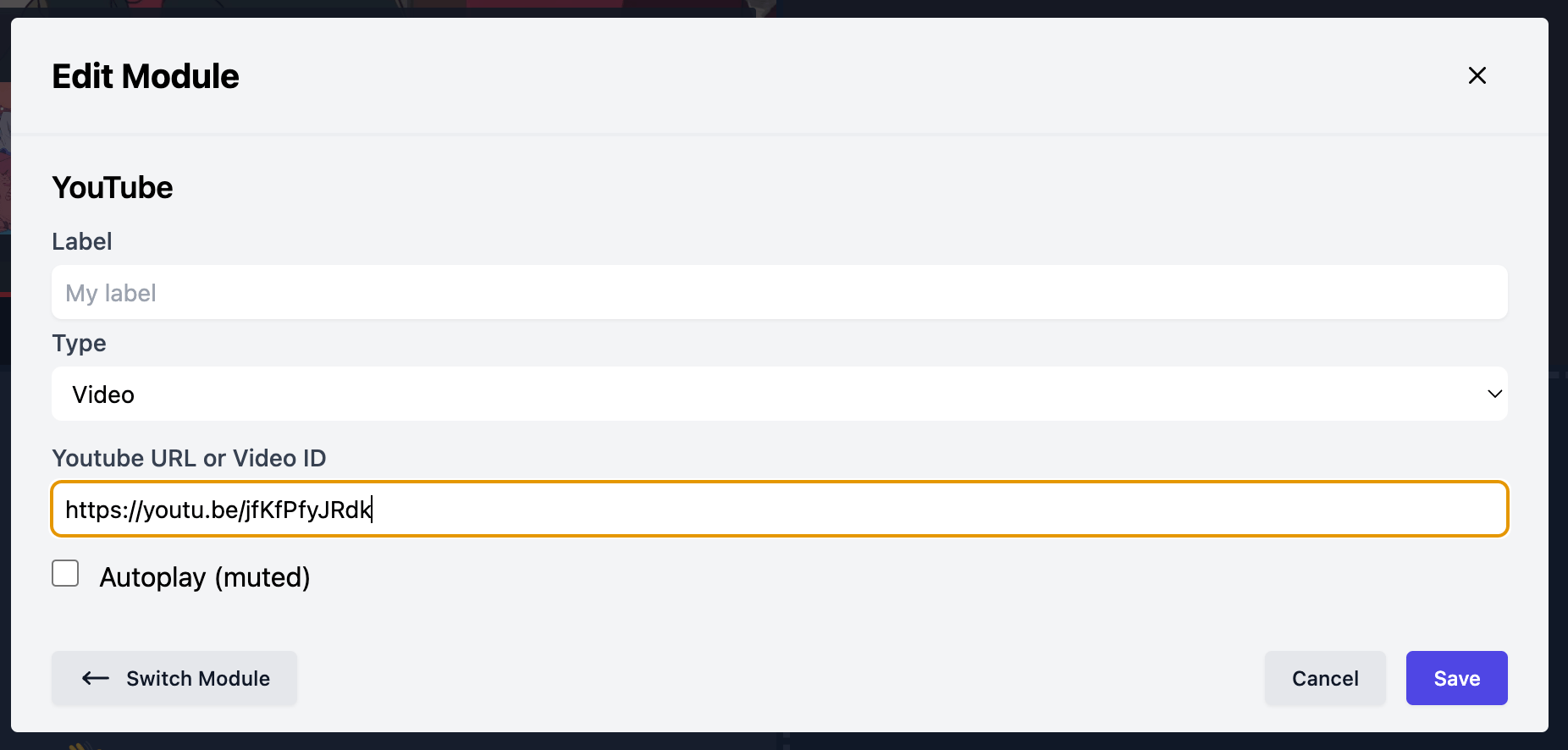 Entering the YouTube Video ID